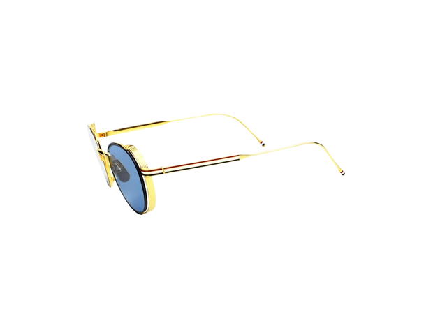 Thom Browne Thom Browne TB106 Sunglasses In Titanium Plastic Frame With Blue Lens - view 3