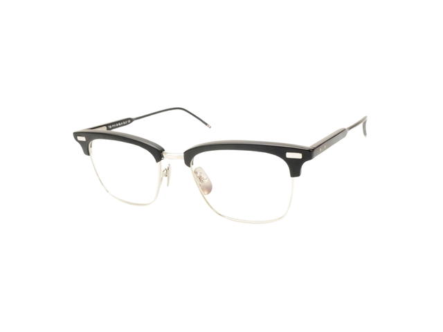 Thom Browne Thom Browne TB711 Eyeglasses In Plastic-Metal With Demo Lens Silver Black - view 1