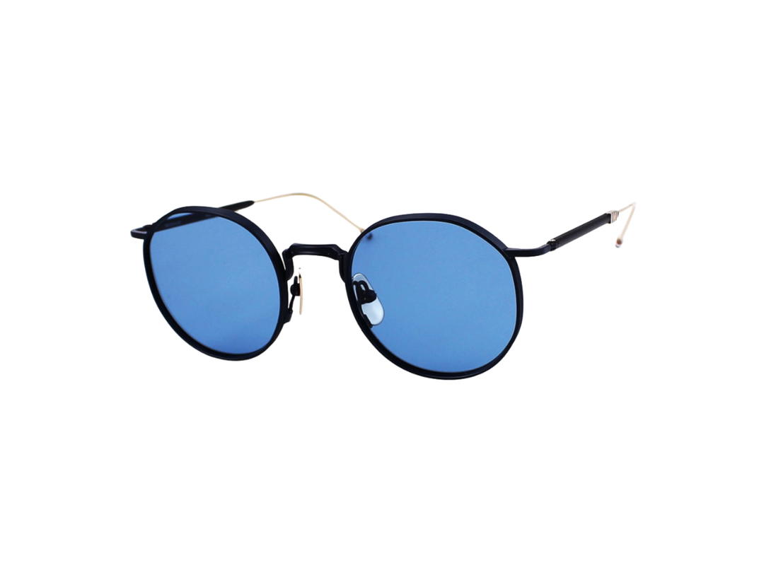 Thom Browne Thom Browne TBS125 Sunglasses In Titanium Frame With Blue Lens Satin Navy