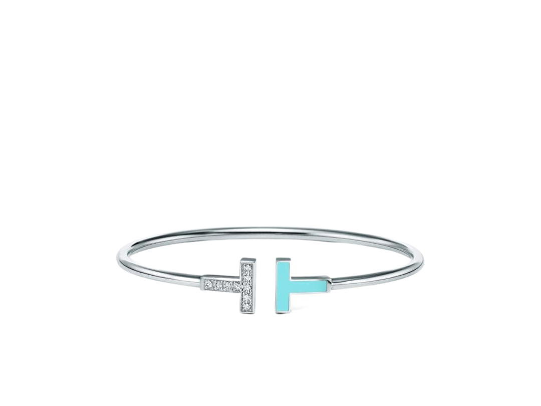Tiffany & Co. Tiffany & Co. Diamond and Turquoise Wire Bracelet In 18k White Gold