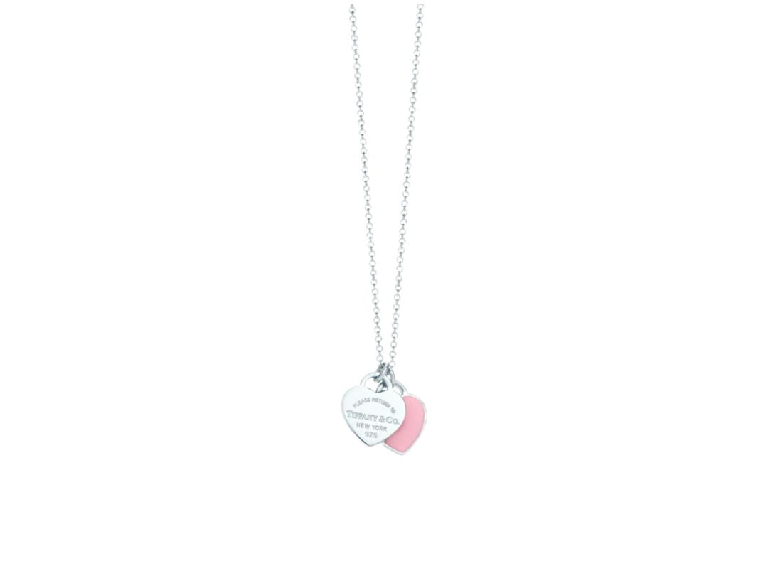 Tiffany & Co. Tiffany & Co. Pink Double Heart Tag Pendant In Silver Mini