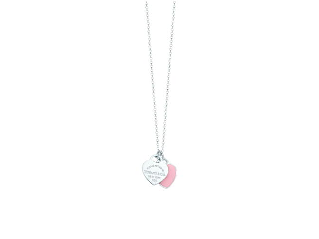 Tiffany & Co. Tiffany & Co. Pink Double Heart Tag Pendant In Silver Mini - view 1