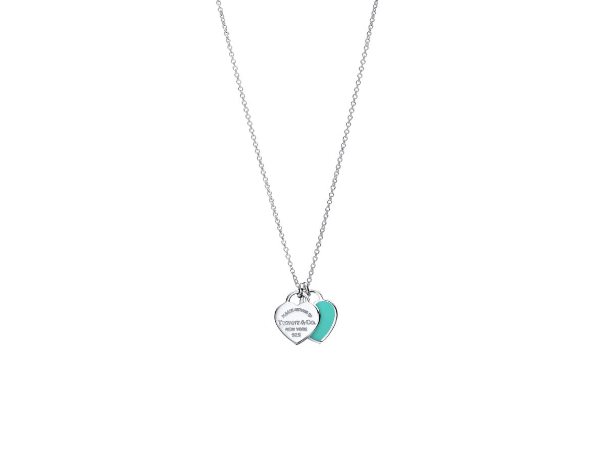Tiffany & Co. Tiffany & Co. Double Heart Tag Pendant Mini In Silver-Blue