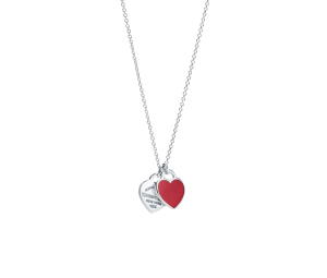 Buy Tiffany & Co. Double Heart Tag Pendant Mini In Silver-Red at Sasom – Authentic and Ready to Ship