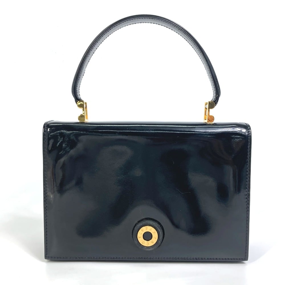 Tiffany & Co. TIFFANY&Co. Circle logo vintage Hand Bag Patent Leather Black