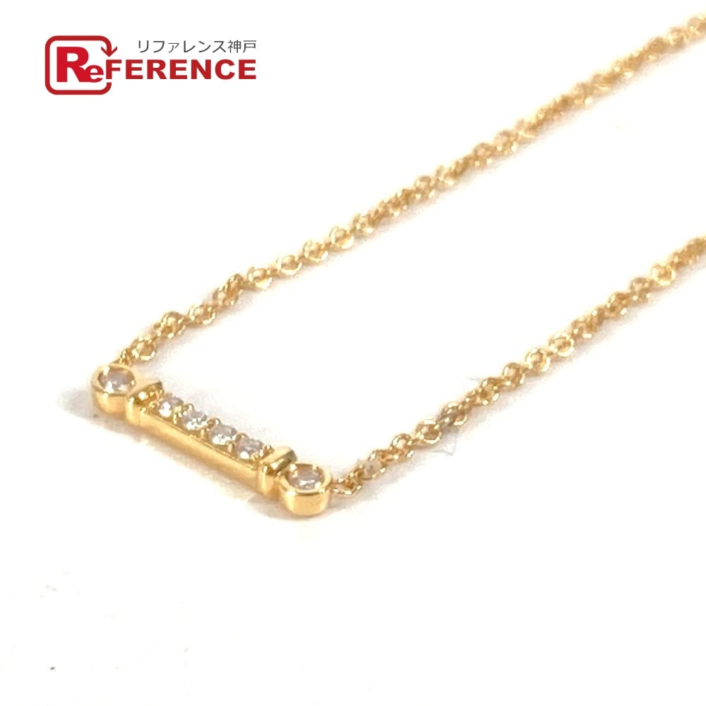 Tiffany & Co. TIFFANY&Co. K18 Fleur de Lys Key Bar Pendant Diamond Accessories Chain Necklace