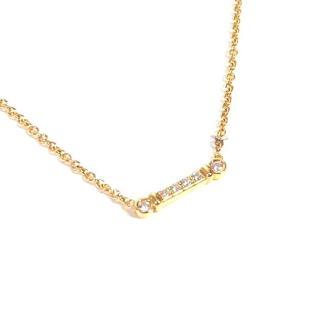 Tiffany & Co. TIFFANY&Co. K18 Fleur de Lys Key Bar Pendant Diamond Accessories Chain Necklace - view 4