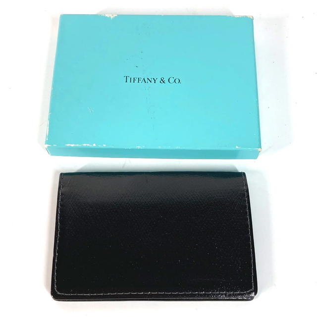 Tiffany & Co. TIFFANY&Co. logo Business Card Holder Pass Case Folded Card Case Leather Black - view 4