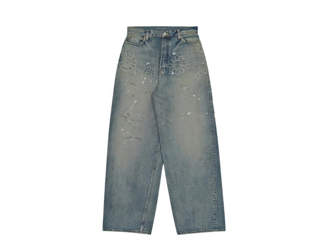 Takashi Murakami Takashi Murakami Flower Jacquard Denim Baggy Washed Blue - view 1