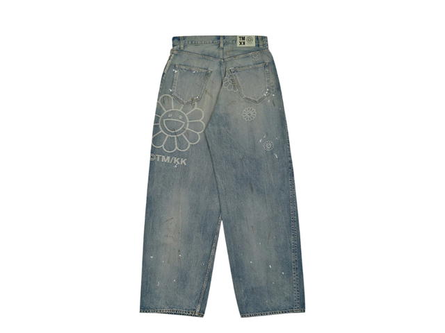 Takashi Murakami Takashi Murakami Flower Jacquard Denim Baggy Washed Blue - view 2