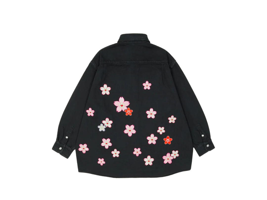 Takashi Murakami Takashi Murakami Sakura Embroidery Patch Cotton Shirts Black