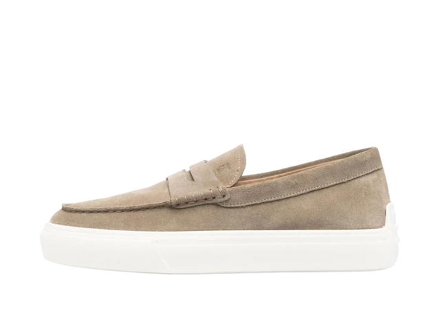 Tod's Tod's Round Toe Rubber Sole Suede Loafers Beige - view 2