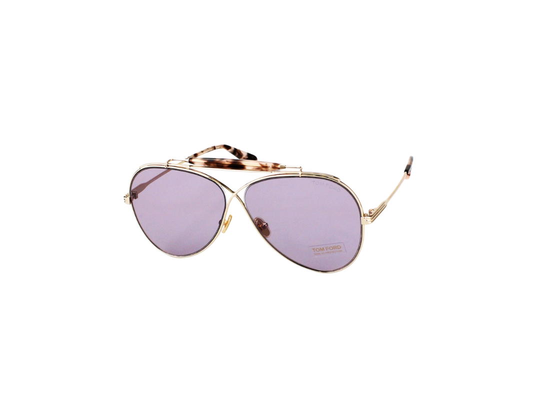 Tom Ford Tom Ford Holden Sunglasses In Metal With Purple Lens Gold