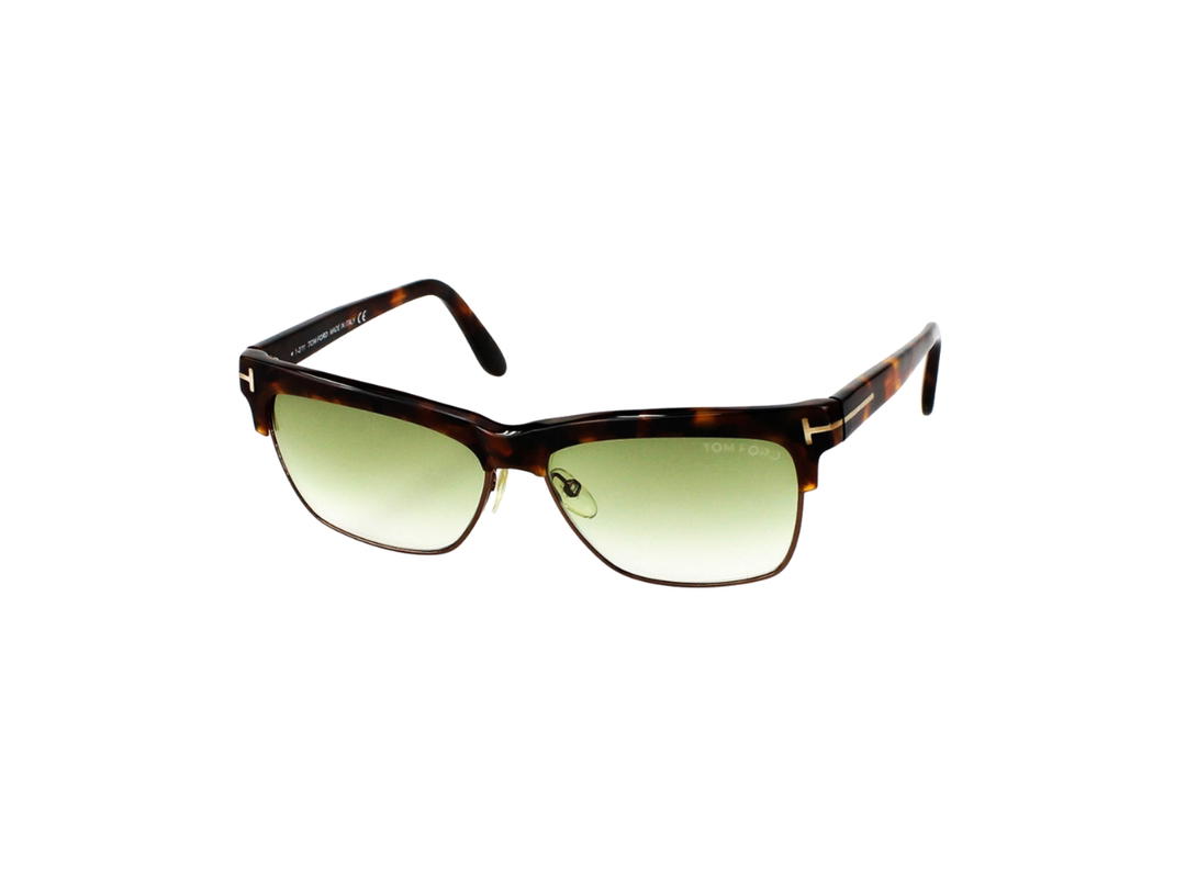 Tom Ford Tom Ford Montgomery Sunglasses In Plastic Metal With Green Lens Dark Havana