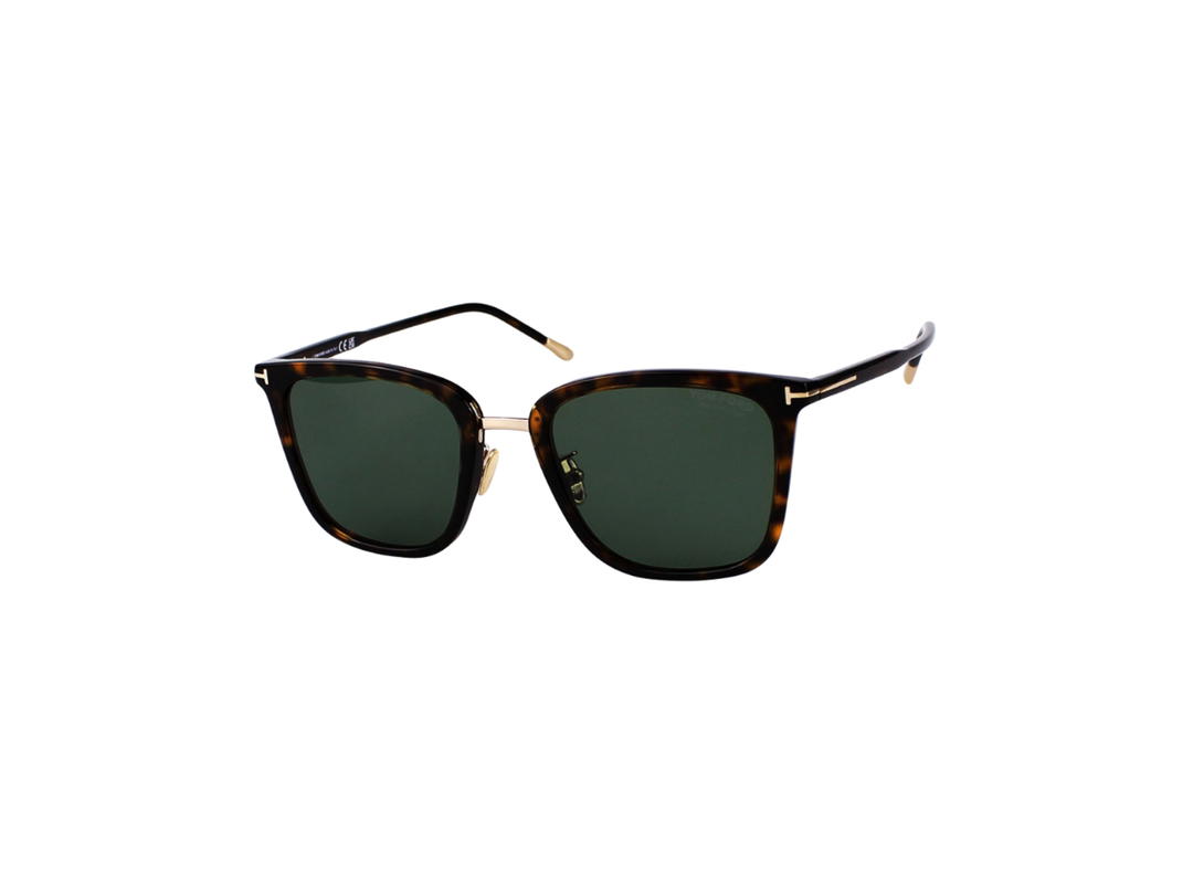 Tom Ford Tom Ford Polarized Sunglasses In Plastic Metal With Green Lens Dark Havana
