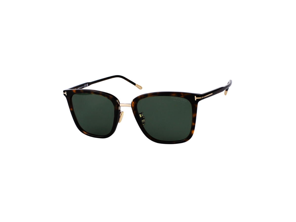 Tom Ford Tom Ford Polarized Sunglasses In Plastic Metal With Green Lens Dark Havana