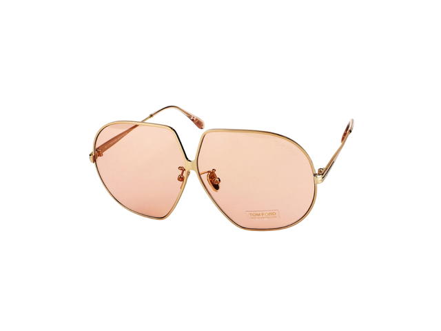 Tom Ford Tom Ford Tara Sunglasses In Plastic Metal With Rose Pink Lens Gold - view 1