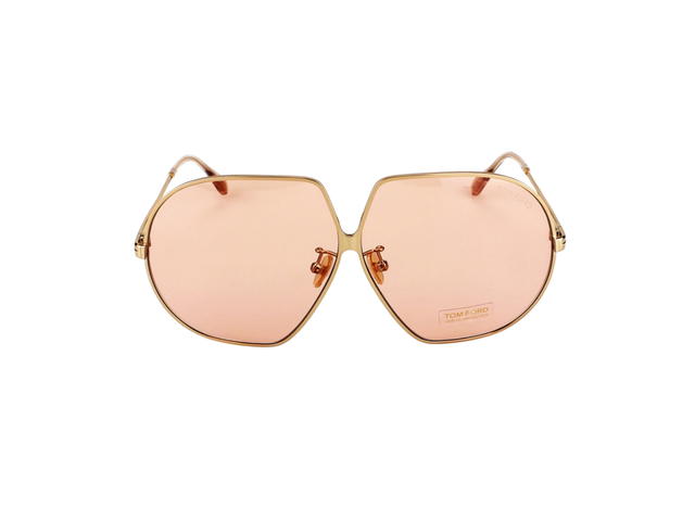 Tom Ford Tom Ford Tara Sunglasses In Plastic Metal With Rose Pink Lens Gold - view 2