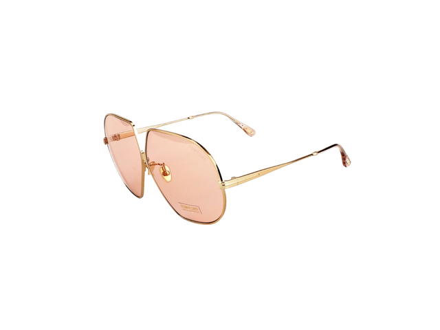 Tom Ford Tom Ford Tara Sunglasses In Plastic Metal With Rose Pink Lens Gold - view 3