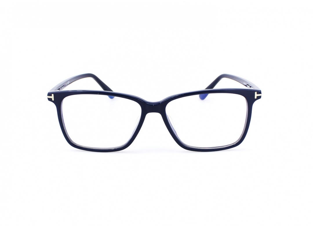 Tom Ford Tom Ford TF-5478-F-B-090-56 Glasses In Blue Acetate Frame-Shiny Metal T Logo With Clear Lenses