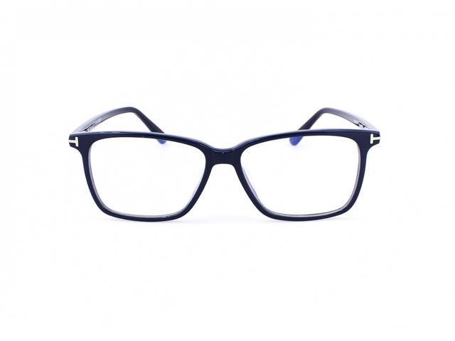 Tom Ford Tom Ford TF-5478-F-B-090-56 Glasses In Blue Acetate Frame-Shiny Metal T Logo With Clear Lenses - view 1