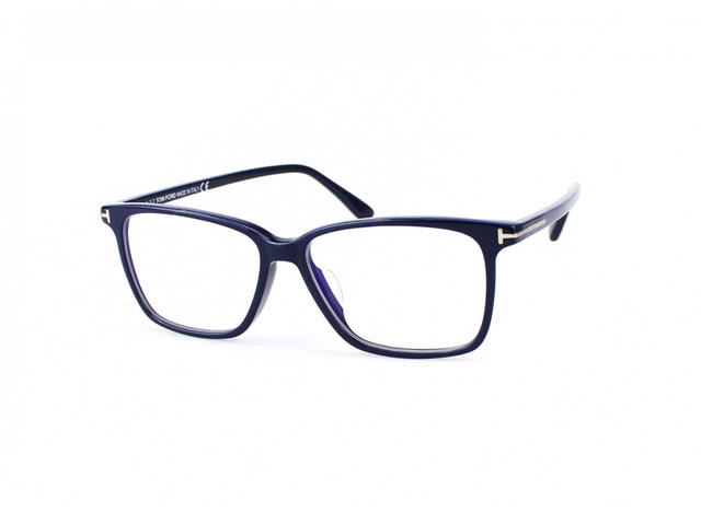 Tom Ford Tom Ford TF-5478-F-B-090-56 Glasses In Blue Acetate Frame-Shiny Metal T Logo With Clear Lenses - view 2