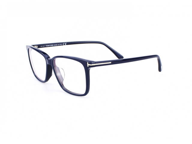 Tom Ford Tom Ford TF-5478-F-B-090-56 Glasses In Blue Acetate Frame-Shiny Metal T Logo With Clear Lenses - view 3