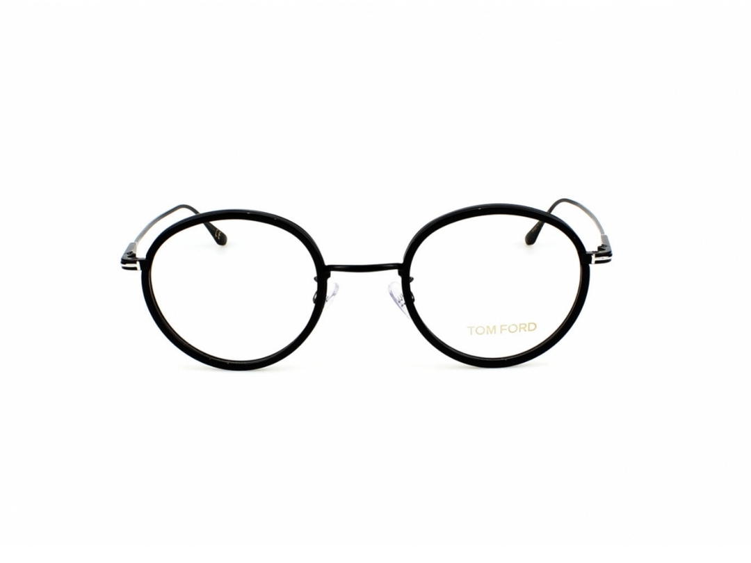 Tom Ford Tom Ford TF-5521-K-005-48 Glasses In Black Metal Frame-Silver T Logo With Clear Lenses