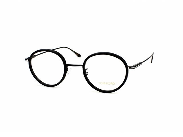 Tom Ford Tom Ford TF-5521-K-005-48 Glasses In Black Metal Frame-Silver T Logo With Clear Lenses - view 2