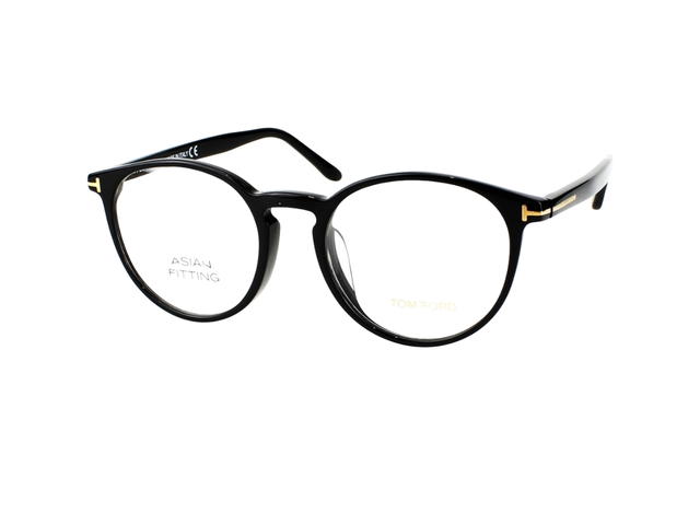 Tom Ford Tom Ford TF-5524-F-001-52 Glasses In Black Acetate Frame-Shiny Metal T Logo With Clear Lenses - view 2