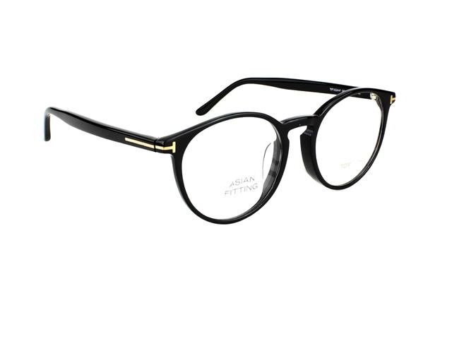 Tom Ford Tom Ford TF-5524-F-001-52 Glasses In Black Acetate Frame-Shiny Metal T Logo With Clear Lenses - view 3