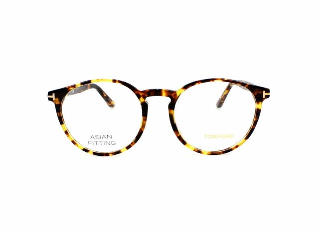 Tom Ford Tom Ford TF-5524-F-053-52 Glasses In Havana Acetate-Shiny Metal T Frame With Clear Lenses - view 1