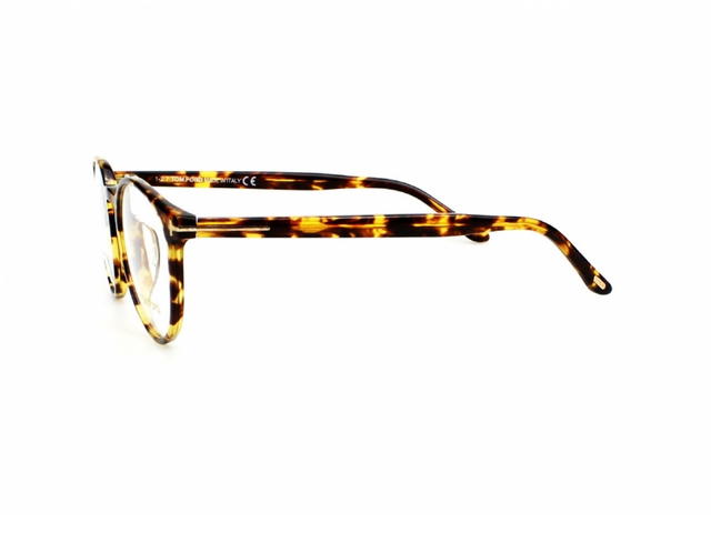 Tom Ford Tom Ford TF-5524-F-053-52 Glasses In Havana Acetate-Shiny Metal T Frame With Clear Lenses - view 3
