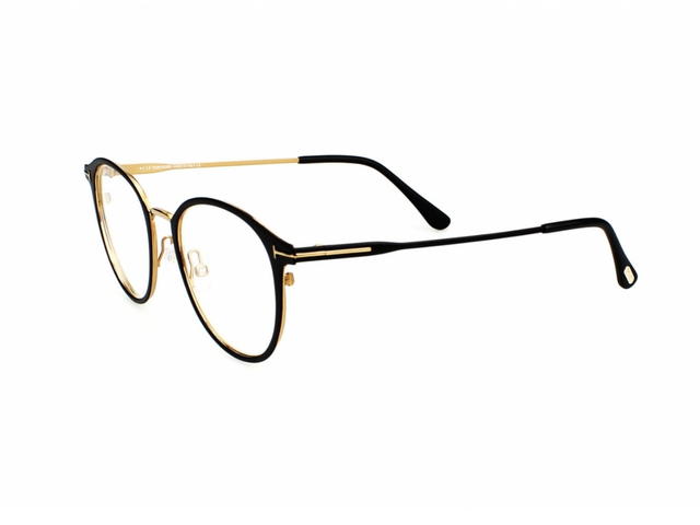 Tom Ford Tom Ford TF-5528-B-002-49 Glasses In Black Acetate-Metal Frame-Shiny Metal T Logo With Clear Lenses - view 3