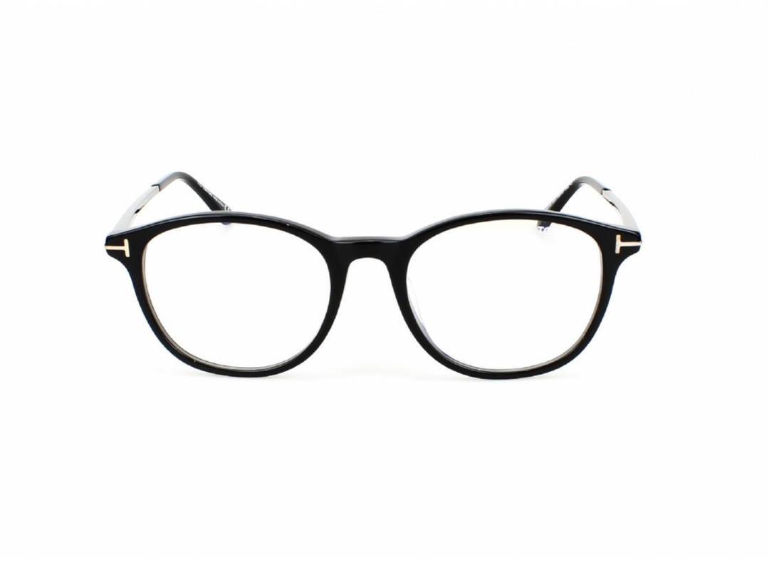 Tom Ford Tom Ford TF-5553-F-B-001-54 Glasses In Black-Silver Metal Frame With Clear Lenses