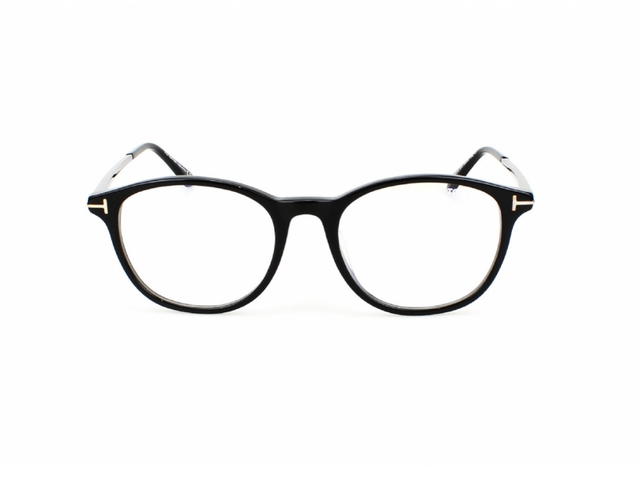 Tom Ford Tom Ford TF-5553-F-B-001-54 Glasses In Black-Silver Metal Frame With Clear Lenses - view 1