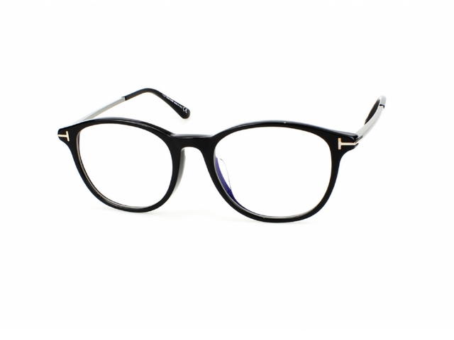 Tom Ford Tom Ford TF-5553-F-B-001-54 Glasses In Black-Silver Metal Frame With Clear Lenses - view 2