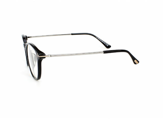 Tom Ford Tom Ford TF-5553-F-B-001-54 Glasses In Black-Silver Metal Frame With Clear Lenses - view 3