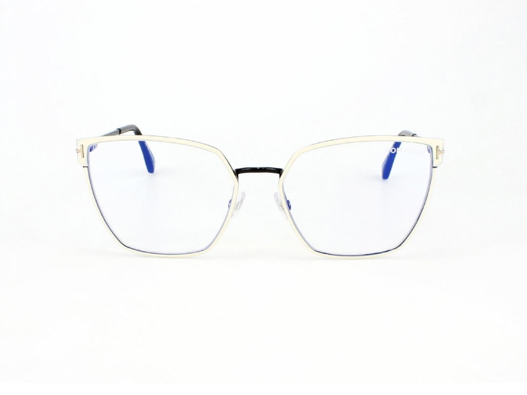 Tom Ford Tom Ford TF-5574-B-021-55 Glasses In Black-Yellow Gold Metal Frame With Clear Lenses