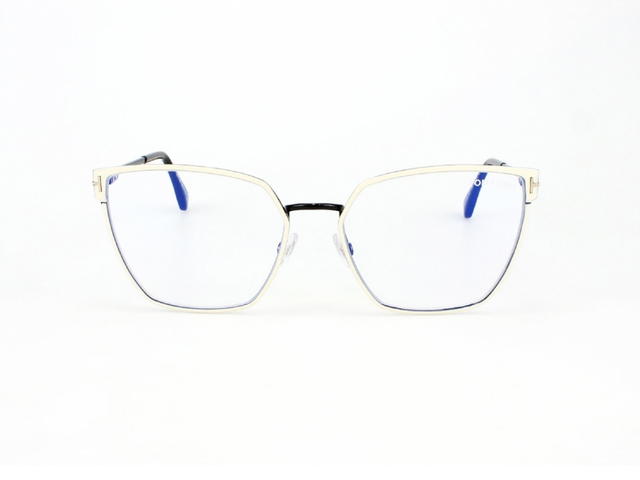 Tom Ford Tom Ford TF-5574-B-021-55 Glasses In Black-Yellow Gold Metal Frame With Clear Lenses - view 1