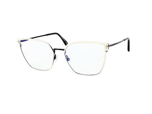 Tom Ford Tom Ford TF-5574-B-021-55 Glasses In Black-Yellow Gold Metal Frame With Clear Lenses - view 2