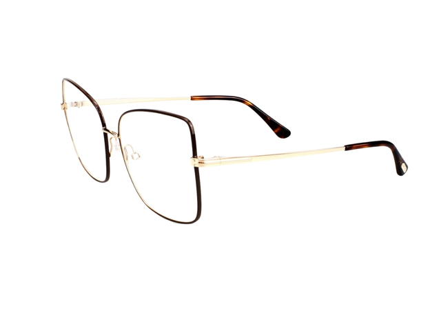 Tom Ford Tom Ford TF-5613-B-048-56 Glasses In Havana Acetate-Metal Frame With Clear Lenses - view 3