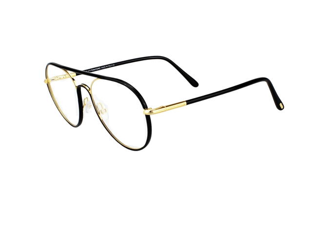 Tom Ford Tom Ford TF-5623-B-001-54 Glasses In Black-Gold Metal Frame With Clear Lenses - view 3