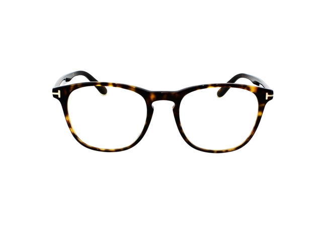 Tom Ford Tom Ford TF-5625-F-B-052-52 Glasses In Havana Acetate-Shiny Metal T Frame With Clear Lenses - view 1