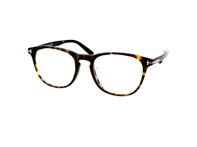 Tom Ford Tom Ford TF-5625-F-B-052-52 Glasses In Havana Acetate-Shiny Metal T Frame With Clear Lenses - view 2
