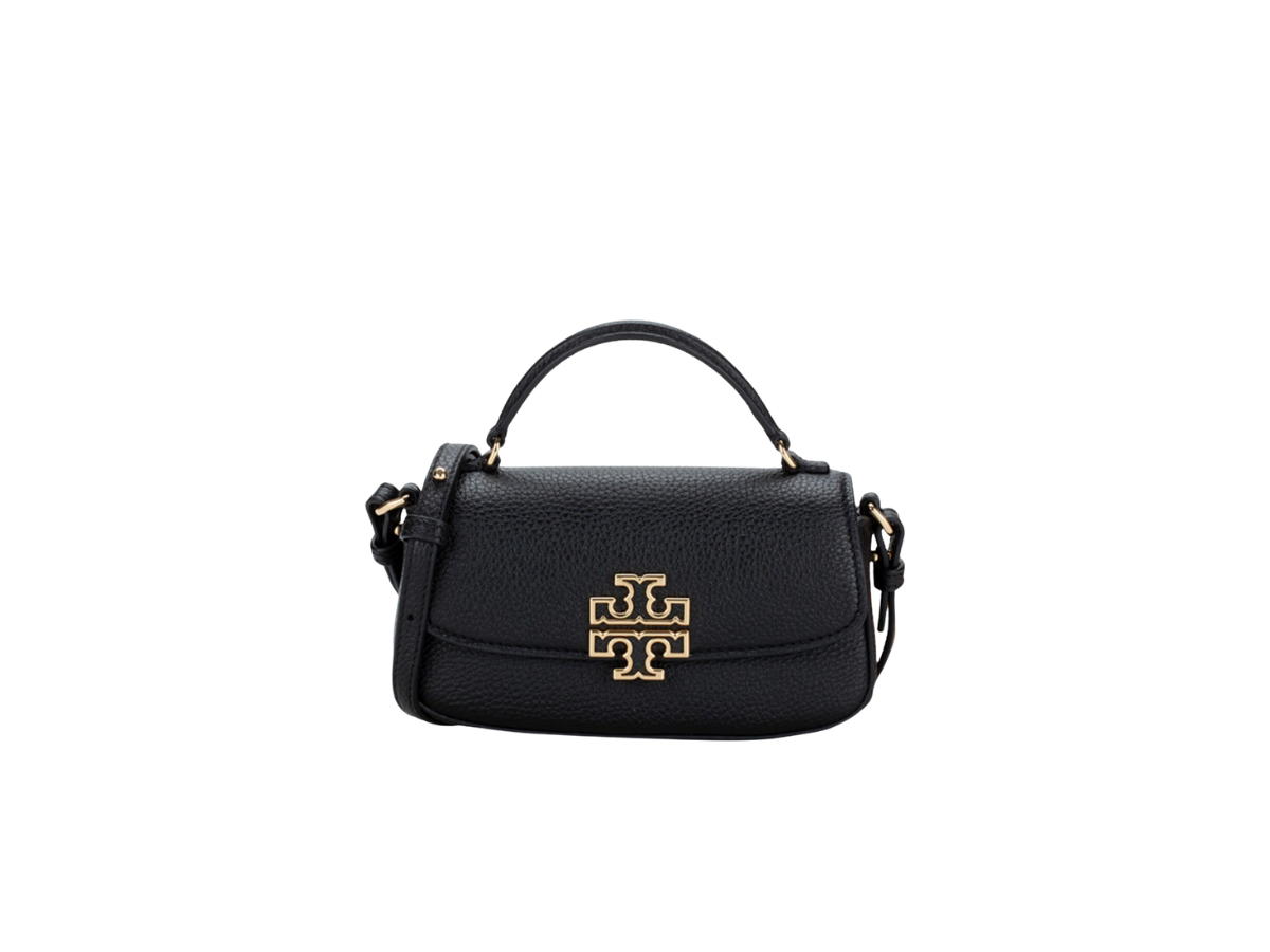Tory Burch Tory Burch Britten Mini Top Handle Crossbody In Grained Leather With Brass Hardware Black