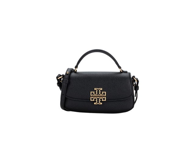 Tory Burch Tory Burch Britten Mini Top Handle Crossbody In Grained Leather With Brass Hardware Black - view 1