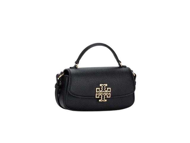 Tory Burch Tory Burch Britten Mini Top Handle Crossbody In Grained Leather With Brass Hardware Black - view 2