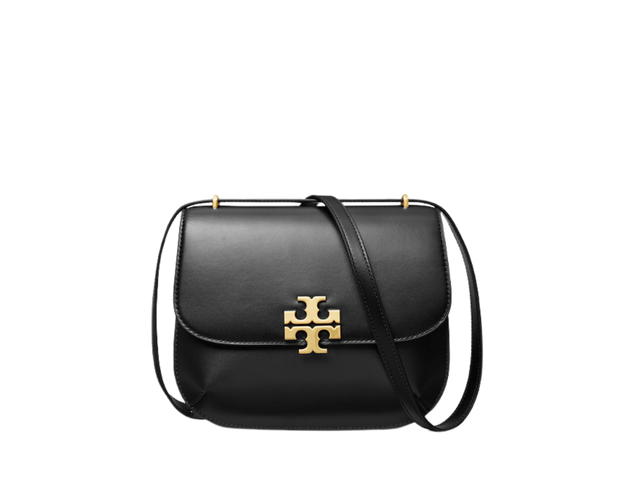 Tory Burch Tory Burch Eleanor Slim Saddle Bag In Calf Leather With Gold Hardware Magnetic Snap Closure Black - view 2