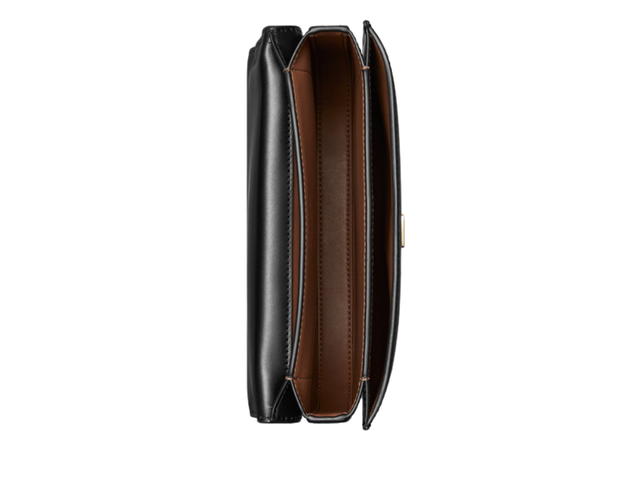 Tory Burch Tory Burch Eleanor Slim Saddle Bag In Calf Leather With Gold Hardware Magnetic Snap Closure Black - view 3